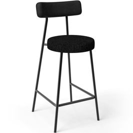Banqueta Baixa Cozinha E Sala De Jantar Bancada Milão L02 Couríssimo Preto Linho Chumbo - Lyam Decor