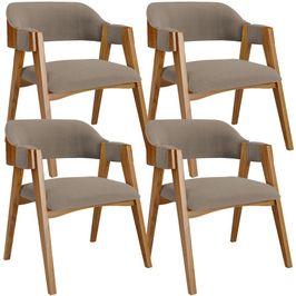 Kit 04 Cadeiras Para Sala de Jantar e Estar Living Estofada Suran L02 Bouclê Bege - Lyam