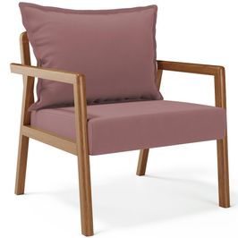 Poltrona Decorativa Para Sala de Estar e Living Alícia L02 Suede Rosê - Lyam Decor