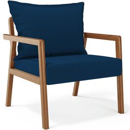 Poltrona Decorativa Para Sala de Estar e Living Alícia L02 Suede Azul Marinho - Lyam Decor