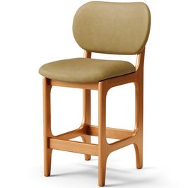 Banqueta Baixa Bar Cozinha E Sala De Jantar Fixa Betta L02 Imbuia Couríssimo Casco Fendi - Lyam Decor