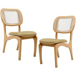 Kit 2 Cadeiras Para Sala de Jantar Cozinha Estofada e Tela Mariah L02 Couríssimo Fendi - Lyam Decor