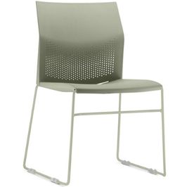 Cadeira Empilhável Fixa Link F02 Base Aço Verde - Lyam Decor