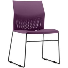 Cadeira Empilhável Fixa Link F02 Base Aço Preta Roxo - Lyam Decor