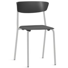 Cadeira Empilhável Fixa Atom F02 Base Aço Cinza Preto - Lyam Decor