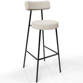 Banqueta Alta Bar Cozinha Sala De Jantar Estrutura Em Aço Milão L02 Bouclê Creme - Lyam Decor