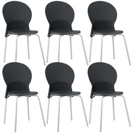Kit 06 Cadeiras Para Sala De Jantar Cozinha Mond F02 Base Aço Branco Preto - Lyam Decor