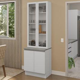Kit Balcão + Cristaleira 70cm Branco Glamy Madesa 01 Branco