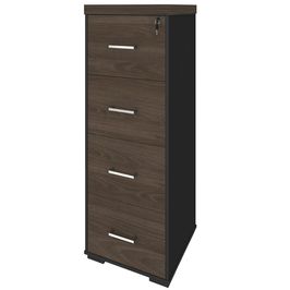 Armário Multiuso Office Para Arquivo 4 Gavetas Atria Executiva 132cm A02 Charuto Preto - Lyam Decor