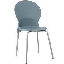 Cadeira Para Sala De Jantar Cozinha Mond F02 Base Aço Cinza Azul - Lyam Decor
