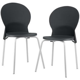 Kit 02 Cadeiras Para Sala De Jantar Cozinha Mond F02 Base Aço Branco Preto - Lyam Decor