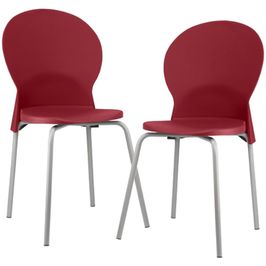 Kit 02 Cadeiras Para Sala De Jantar Cozinha Mond F02 Base Aço Cinza Vermelho - Lyam Decor