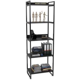 Estante Multiuso 5 Prateleiras Escritório Estilo Industrial Form C01 187x60 cm Preto Onix - Lyam Decor