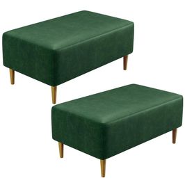 Kit 02 Puffs Decorativos Sala de Estar Cléo W01 Pés Palito 90 cm Facto Verde Musgo - Lyam Decor