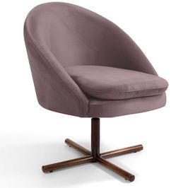 Poltrona Decorativa Giratória Base X Rafa C06 Veludo Rosê C-305 - Lyam Decor
