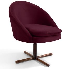 Poltrona Decorativa Giratória Base X Rafa C06 Veludo Marsala C-278 - Lyam Decor