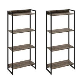 Kit 2 Estantes Multiuso Industrial 4 Prateleiras Areta 145x60cm C01 Carvalho Dark - Lyam Decor