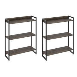 Kit 2 Estantes Multiuso Industrial 3 Prateleiras Areta 104x80cm C01 Carvalho Dark - Lyam Decor