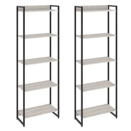 Kit 2 Estantes Multiuso Escritório Industrial 5 Prateleiras Areta 186x60cm C01 Snow - Lyam Decor