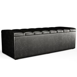 Calçadeira Recamier Baú Para Cama De Casal King Dália 195x50 cm W01 Couríssimo Preto - Lyam