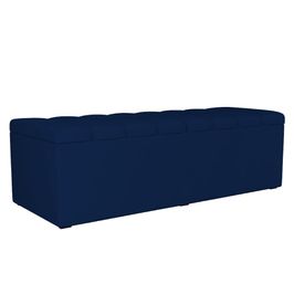 Calçadeira Recamier Baú Para Cama De Casal King Dália 195x50 cm W01 Facto Azul Marinho - Lyam