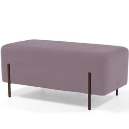 Puff Retangular Decorativo Status 90x45 D02 Pés de Aço Veludo Rosê C-305 - Lyam Decor