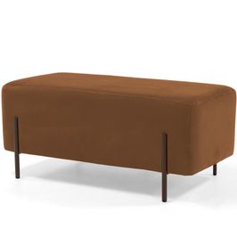 Puff Retangular Decorativo Status 90x45 D02 Pés de Aço Veludo Telha C-262 - Lyam Decor