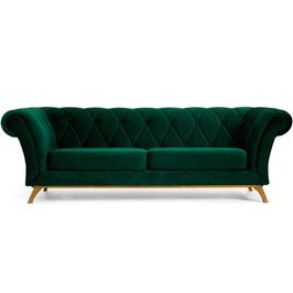 Sofá 4 Lugares Para Sala de Estar Império 260 cm D02 Veludo Verde Musgo C-303 - Lyam Decor