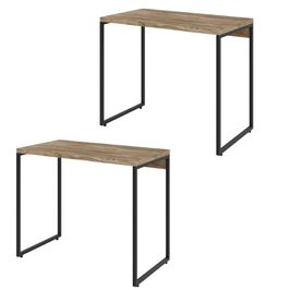 Kit 02 Mesas Para Escritório e Home Office Industrial Aspen 90 cm C01 Carvalho - Lyam Decor