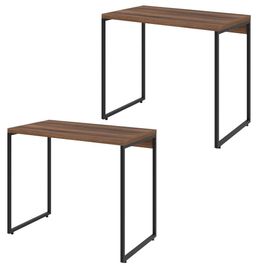Kit 02 Mesas Para Escritório e Home Office Industrial Aspen 90 cm C01 Nogal - Lyam Decor