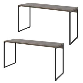 Kit 02 Mesas Para Escritório e Home Office Industrial Aspen 150 cm C01 Carvalho Dark - Lyam Decor