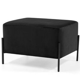 Puff Retangular Status 60x45 D02 Pés de Aço Veludo Preto C-300 - Lyam Decor