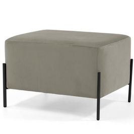 Puff Retangular Decorativo Status 60x45 D02 Pés de Aço Veludo Bege C-309 - Lyam Decor