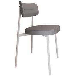 Cadeira Estofada Para Sala de Jantar Astrid Branco C01 Linho Cinza - Lyam Decor