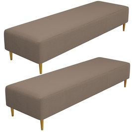 Kit 02 Puffs Decorativo Sala de Estar Bali W01 Pés Palito 170x60cm Bouclê Bege - Lyam Decor