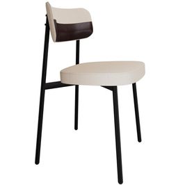 Cadeira Estofada Para Sala de Jantar Astrid Preto C01 Linho Palha Courino Café - Lyam Decor