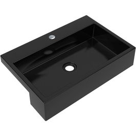 Cuba de Semi Encaixe Retangular C01 Para Banheiro XRT55 Preto Brilho - Lyam Decor