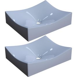 Kit 02 Cubas de Apoio Retangular Para Banheiro Lavabo C01 ML44W Branco - Lyam Decor