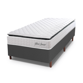 Cama Box Solteiro Hellen Colchão com Molas Ensacadas Yaris Pillow Top 88x188x61cm