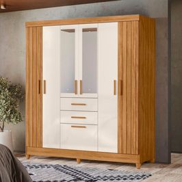 Guarda Roupa Moval Malta 7 Portas 2 Gavetas | Freijo/Off White
