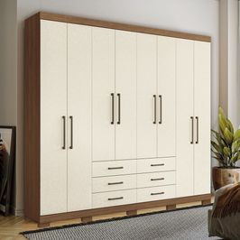 Guarda-Roupas Santos Andirá Havana Master 8 Portas 6 Gavetas Com Pés | Jatoba/Areia (S/V)