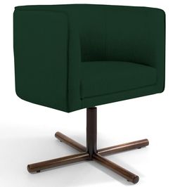 Poltrona Decorativa Giratória Base X Betina D02 Veludo Verde Musgo C-303 - Lyam Decor
