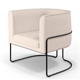 Poltrona Decorativa Fixa Base de Aço Preto Betina D02 Veludo Bege C-309 - Lyam Decor
