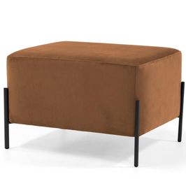 Puff Retangular Decorativo Status 60x45 D02 Pés de Aço Veludo Telha C-262 - Lyam Decor