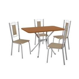 Conjunto Mesa Kappesberg 4 Cadeira Cromada | Nogueira/Cromado (S/V)