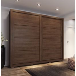 Guarda-Roupa Casal Thor 2 Portas de Correr 4 Gavetas Henn | Castanho