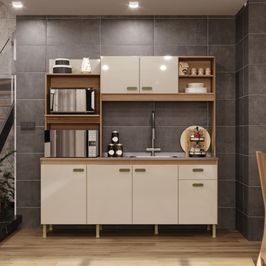 Cozinha Indekes Sevilha 6 Portas 1 Gaveta Sem Tampo 1,82M  | Castani/Off (S/V)