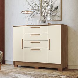 Cômoda Estilo MM Eliot 2 Portas 4 Gavetas | Jatoba/Areia (S/V)