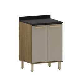 Balcão Luciane Isis 60cm 2 Portas Com Tampo | Avela/Mocca (S/V)