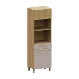Paneleiro Duplo Para 2 Fornos 4 Portas 1 Gaveta 70cm Luciane Classic | Freijo/Cinamomo (S/V)